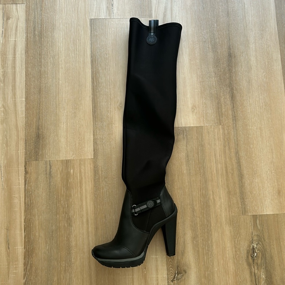 DKNY High Heel Thigh High Black Stretch Boot- 7.5 (Never Worn)